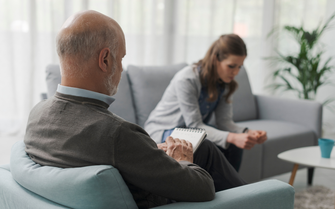 A woman attending an evidence-based anxiety therapy session with a registered psychologist in Calgary.